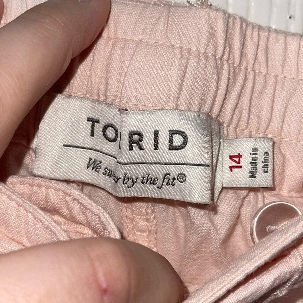 Torrid Blush Pink Linen Blend Drawstring Shorts Size 14 Plus